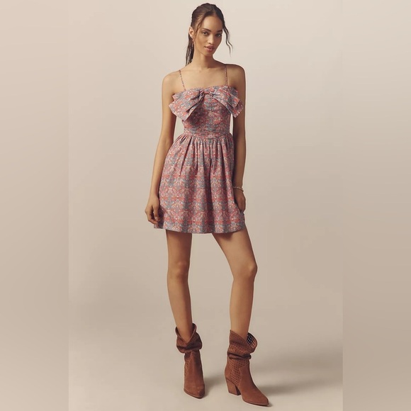 NWT! Love The Label Dolcia Sleeveless Bow A-Line Mini Dress - Multiple 🪐 - Picture 3 of 4